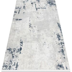 RUGSX Modern carpet DUKE 51378 cream / blue - Concrete, stone structured, very soft, fringes blue 80x150 cm