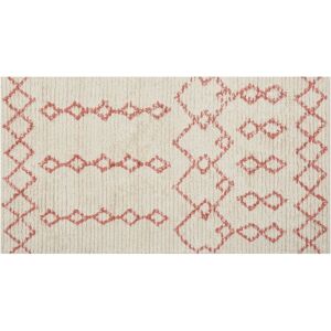 BELIANI Modern Cotton Rug Geometric Pattern Living Room 80 x 150 cm Beige Pink Buxar - Beige