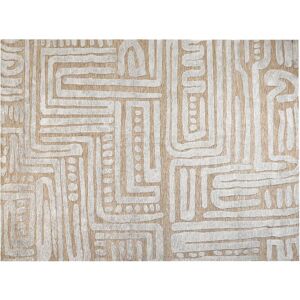 BELIANI Modern Living Room Area Rug Geometric Pattern Solid Colour Beige 300 x 400 cm Mandai - Beige