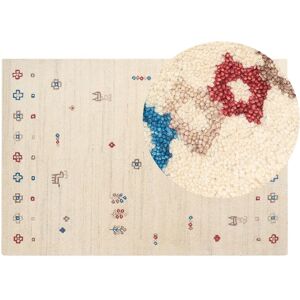 Beliani - Modern Wool Rug Floral Animal Pattern Hand Tufted 160 x 230 cm Beige Suluca - Beige