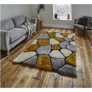 THINK RUGS Noble House Pebbles 5858 Grey Yellow 120cm x 170cm Rectangle - Grey and Yellow