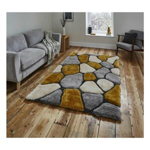 THINK RUGS Noble House Pebbles 5858 Grey Yellow 150cm x 230cm Rectangle - Grey and Yellow