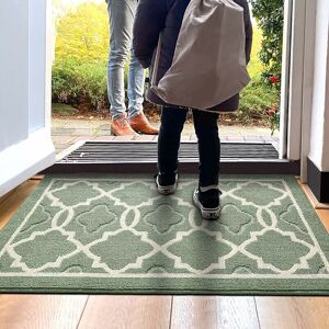 Groofoo - Non-Slip Doormat, Indoor and Outdoor Door Mat Absorbent and Resistant, Machine Washable Entrance Mat, Anti-Dust - 50 x 80 cm, Green