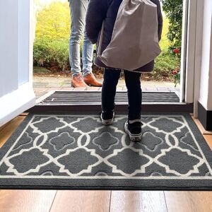 Groofoo - Non-Slip Doormat, Indoor and Outdoor Door Mat Absorbent and Resistant,Machine Washable Entrance Mat,Anti-Dust - 50 x 80 cm,Charcoal