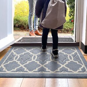 Groofoo - Non-Slip Doormat, Indoor and Outdoor Door Mat Absorbent and Resistant,Machine Washable Entrance Mat,Dust-Proof - 50 x 80 cm,Grey