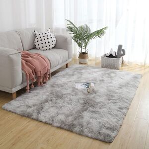 Norcks - Luxury Shaggy Soft Area Rug Tie-Dyed Faux Fur Indoor Fluffy Non-Slip Rugs Modern Home Decor For Bedroom,Kidsroom,Living Room (light grey, 80