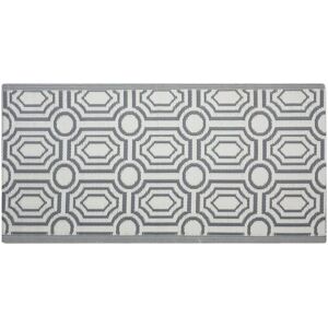 Beliani - Reversible Outdoor Area Rug Mat 90 x 180 cm Geometric Dark Grey Pattern Bidar - Grey