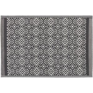 Beliani - Outdoor Indoor Area Rug Mat 120 x 180 cm Black White Geometric Pattern Barmer - Black