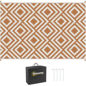 Outsunny - Reversible Waterproof Outdoor Rug w/ Carry Bag, 182 x 274 cm Brown - Brown