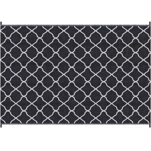 Outsunny Reversible Waterproof Outdoor Rug W/ Carry Bag, 182 x 274 cm Black - Black