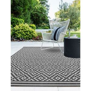 Lord Of Rugs - Patio Diamond Flatweave Garden Kitchen Indoor Outdoor Mono Black Rug Floor Mat Large 160 x 230 cm (5'3'x7'7')