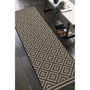 Lord Of Rugs - Patio Diamond Flatweave Garden Kitchen Indoor Outdoor Mono Black Rug Floor Mat Hallway 66 x 240 cm (1'x11''x7'10'') Runner