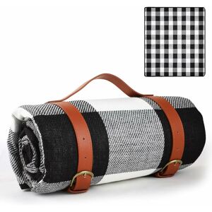 Tinor - Picnic Blanket 150x200cm, Outdoor Water Resistant Blanket, Large 3-Layer Portable Foldable Picnic Blanket (Black&White)