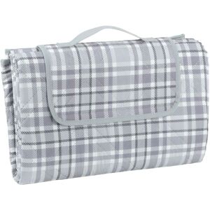 AZUMA Family Picnic Blanket Waterproof Travel Rug Camping Mat Grey Check xl 150x200cm - Grey