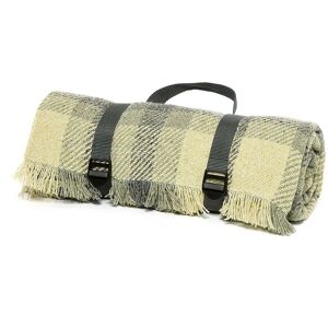 Tweedmill Textiles - Picnic Rug Roll Blanket Webbing Strap British Made Keith Check Duck Egg Charcoal - Multicoloured