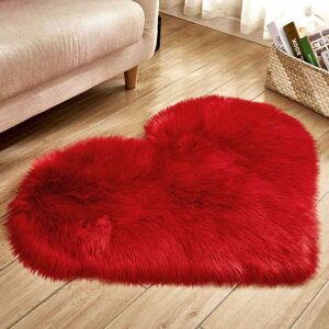 Héloise - Plush Rug - Heart Shaped - Shag Fluffy & Soft - Ideal for Living Room & Bedroom or as a Gift for Women & Girls - 40 x 50cm - Red