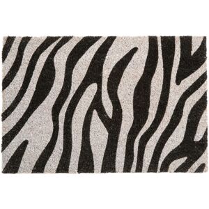 Premier Housewares - Zebra Design Black And White Door Mat Non Slip Floor Mat Indoor And Outdoor Welcome Mat With Robust Coir For Door Entrances