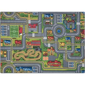RUGSX Rebel roads carpet City life 97 non-slip for children - grey multicolour 95x133 cm
