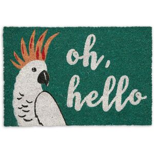 Relaxdays Coir Doormat, Cockatoo Design, 40 x 60 cm, Non-Slip Mat, Weatherproof, Indoors & Outdoors, Dark Green/White