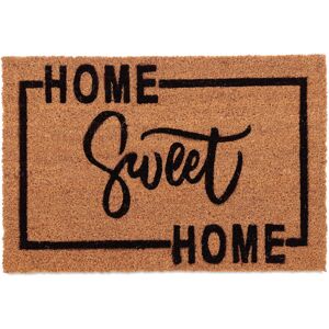 Coir Doormat, 'Home Sweet Home', 40 x 60 cm, Non-Slip Welcome Mat, Durable, Indoors & Outdoors, Natural/Black - Relaxdays