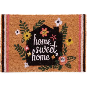 Coir Doormat, Home Sweet Home, 40 x 60 cm, Non-Slip Welcome Mat, Robust, Indoors & Outdoors, Multicoloured - Relaxdays