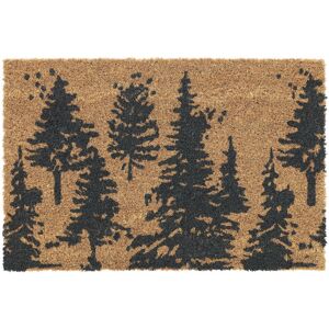 Relaxdays - Coir Doormat Indoor & Outdoor Trees, Entrance Rug, Non-Slip, HxW: 60x40 cm, Natural/Black