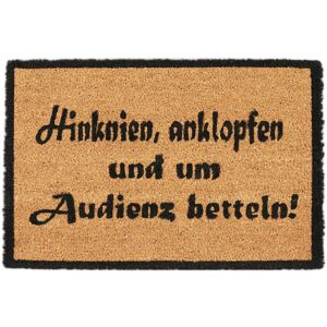 Doormat Audience, Coconut Fibres, Non-Slip Welcome Mat, In- and Outdoors, WxD: 60 x 40 cm, Natural/Black - Relaxdays