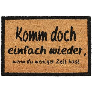 Doormat Come Back, Coconut Fibres, Non-Slip Welcome Mat, In- and Outdoors, WxD: 60 x 40 cm, Natural/Black - Relaxdays