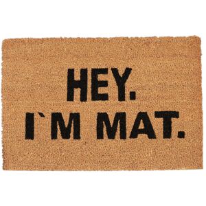 Doormat i'm mat, Coconut Fibres, Non-Slip Welcome Mat, In- and Outdoors, WxD: 60 x 40 cm, Natural/Black - Relaxdays