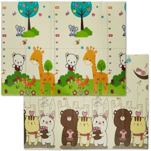 Folding Playmat, Animal Design, Non-Toxic, Wipe Clean, 195 x 146 cm, xlpe Foam, Baby & Toddler, Multicoloured - Relaxdays