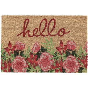 Relaxdays - Hello Flowers Doormat Coir Rubber, 40 x 60 cm, Door Mat Inside & Outside, Multicoloured