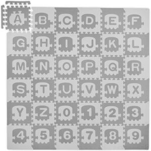 Relaxdays - Puzzle Mat, abc and Numbers, 71 pieces, Playmat for Children, WxD: 179.5 x 179.5 cm, Soft eva Foam, White/Grey