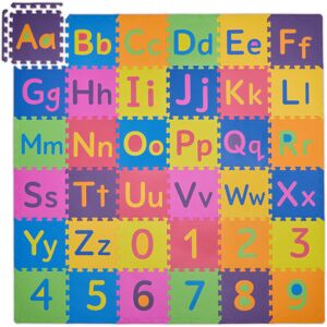 Puzzle Mat, abc and Numbers, 90 pieces, Playmat for Children, WxD: 180.5 x 180.5 cm, Soft eva Foam, Colourful - Relaxdays