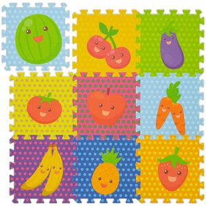 Puzzle Play Mat with Fruits, Crawling Baby Jigsaw, Non-toxic, Washable, Soft eva Foam, 86x86 cm, Multicoloured - Relaxdays