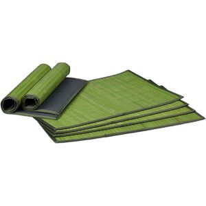 Relaxdays - Place Mat Set, 6x Coaster, Tableware, Drinks, Table Protector, Square, 45 x 30 cm, Bamboo, Stylish, Green