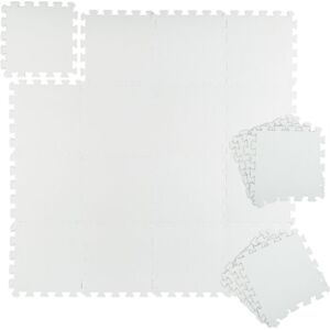 Floor Protection Mat x24, 30x30cm, Underlay for Fitness Equipment, Total Area: 2.16 m², Noise & Impact, White - Relaxdays