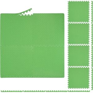 Floor Mat, 8 Protective Mats For Sports & Fitness Equipment, Bordered, eva, Surface 3 m², WxD 60x60 cm, Green - Relaxdays