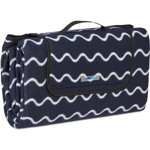 Relaxdays - xxl picnic blanket, 200 x 200 cm, fleeced beach & camping mat, insulated & waterproof, portable, dark blue