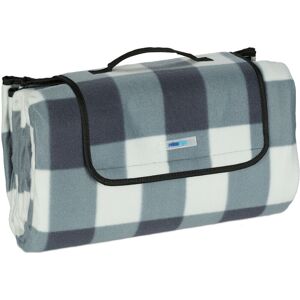 Xxl picnic blanket, 200 x 200 cm, fleeced beach & camping mat, insulated & waterproof, portable, grey & white - Relaxdays