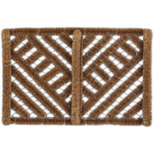 Shoe Scraper, Wire Mesh Mat, with Side Bars, Doormat Coir & Metal, Indoor & Outdoor, HxD: 40 x 60 cm, Natural - Relaxdays