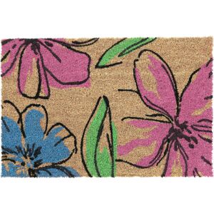 Relaxdays - Flowers Doormat Coir Rubber, 40 x 60 cm, Door Mat Inside & Outside, Non-Slip, Multicoloured