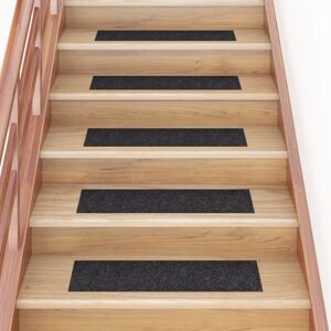 BERKFIELD HOME Royalton Self-adhesive Stair Mats Rectangular 15 pcs 76x20 cm Black