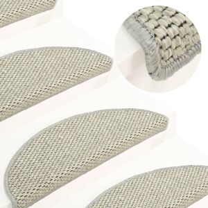 BERKFIELD HOME Royalton Self-adhesive Stair Mats Sisal-Look 15 pcs 56x20 cm Grey