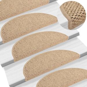 BERKFIELD HOME Royalton Self-adhesive Stair Mats Sisal-Look 15 pcs 56x20 cm Sand