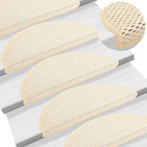 BERKFIELD HOME Royalton Self-adhesive Stair Mats Sisal-Look 15 pcs 65x25 cm Cream