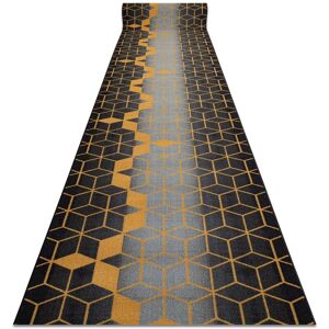 Rugsx - Runner anti-slip 67 cm heksagon Hexagon black / gold black 67x140 cm