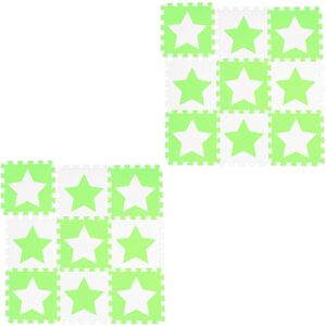 18-Piece Jigsaw Playmat, eva, Non-Toxic, Interlocking Foam Mats, Soft Play, Indoor, 1.6 m², White/Green - Relaxdays