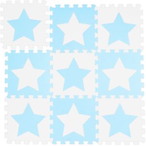 9-Piece Jigsaw Playmat, eva, Non-Toxic, Interlocking Foam Mats, Soft Play, Indoor, 0.8 m², White/Blue - Relaxdays