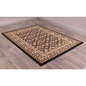 Lord Of Rugs - Traditional Poly Esta Bordered Classical Floral Black Rug Floor Mat Carpet Large 160 x 230 cm (5'3'x7'7')