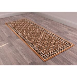 Lord Of Rugs - Traditional Poly Esta Bordered Classical Floral Gold Rug Floor Mat Carpet Hallway 70 x 200 cm (2'4''x6'7'') Runner